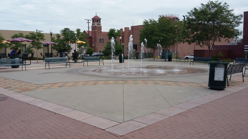 The fountain plaza in Olde Town Arvada